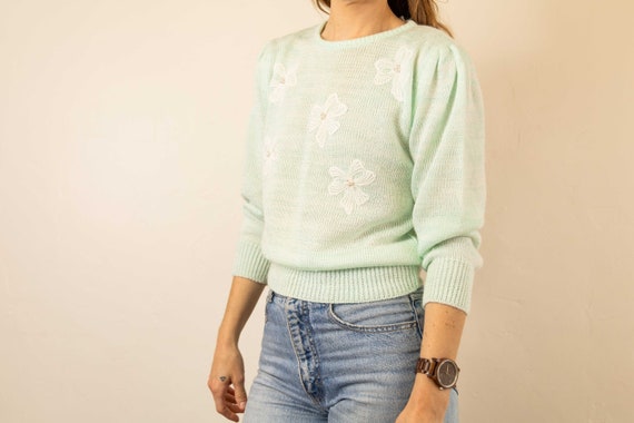 Embroidered Bow Knit Sweater - image 9