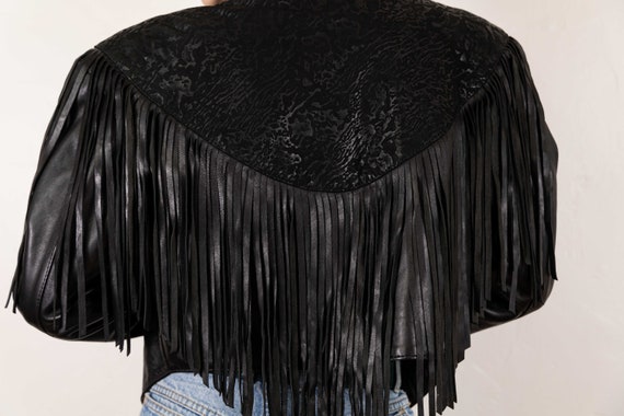 Extra Soft Black Leather Fringe Jacket - image 9