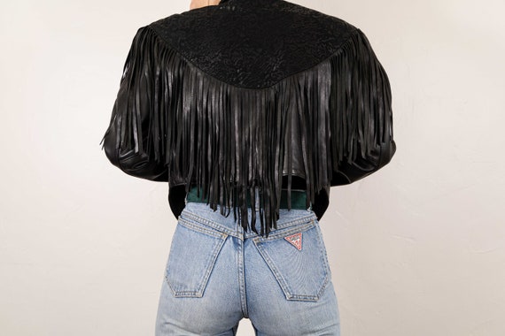 Extra Soft Black Leather Fringe Jacket - image 8