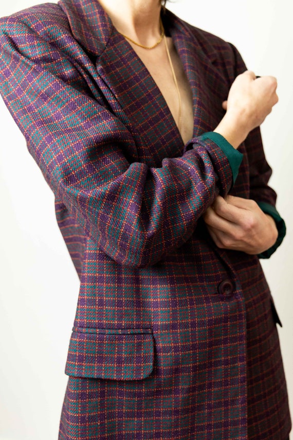 Jewel Tone Plaid Blazer - image 1