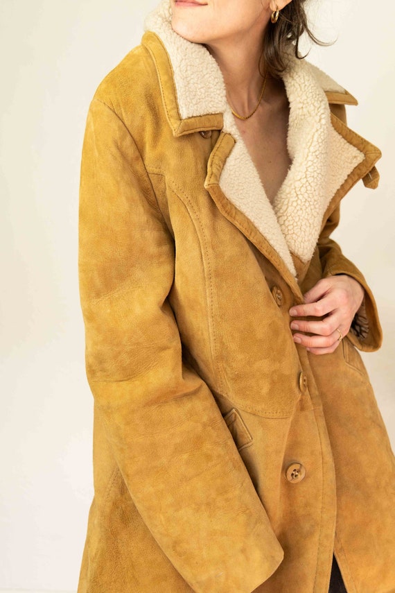 Tan Suede Shearling Overcoat