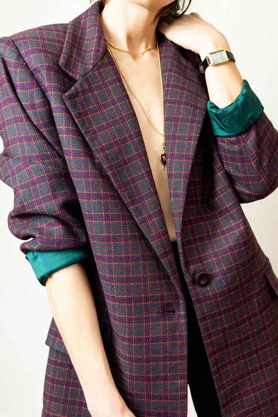 Jewel Tone Plaid Blazer - image 7