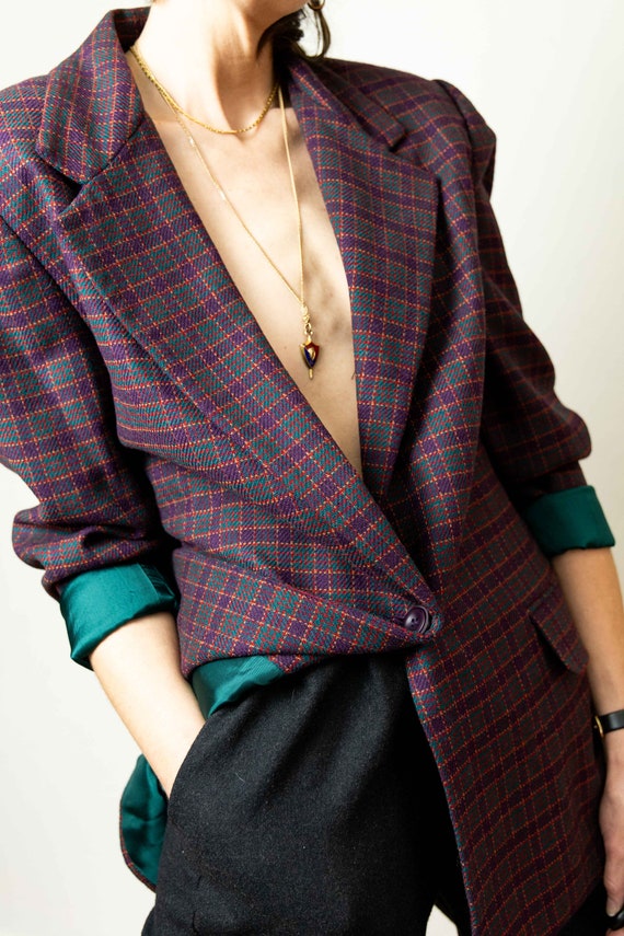 Jewel Tone Plaid Blazer - image 6