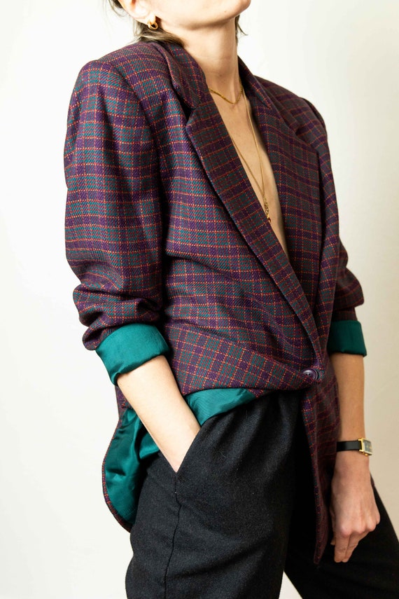 Jewel Tone Plaid Blazer - image 2