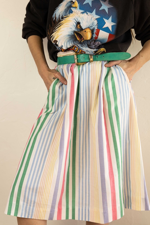Vintage Pastel Striped Skirt - image 2
