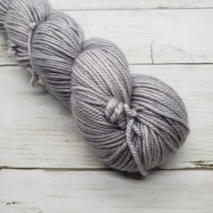 Hand Dyed Yarn, 100% Superwash Merino, DK Weight, Grey, Solid, Semi-Solid, &quot;Snoww Clouds&quot;