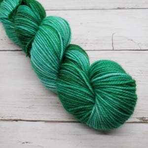 Hand Dyed Yarn, 100% Superwash Merino, DK Weight, Green, Tonal, Semi-Solid, &quot;O&#39; Christmas Tree&quot;