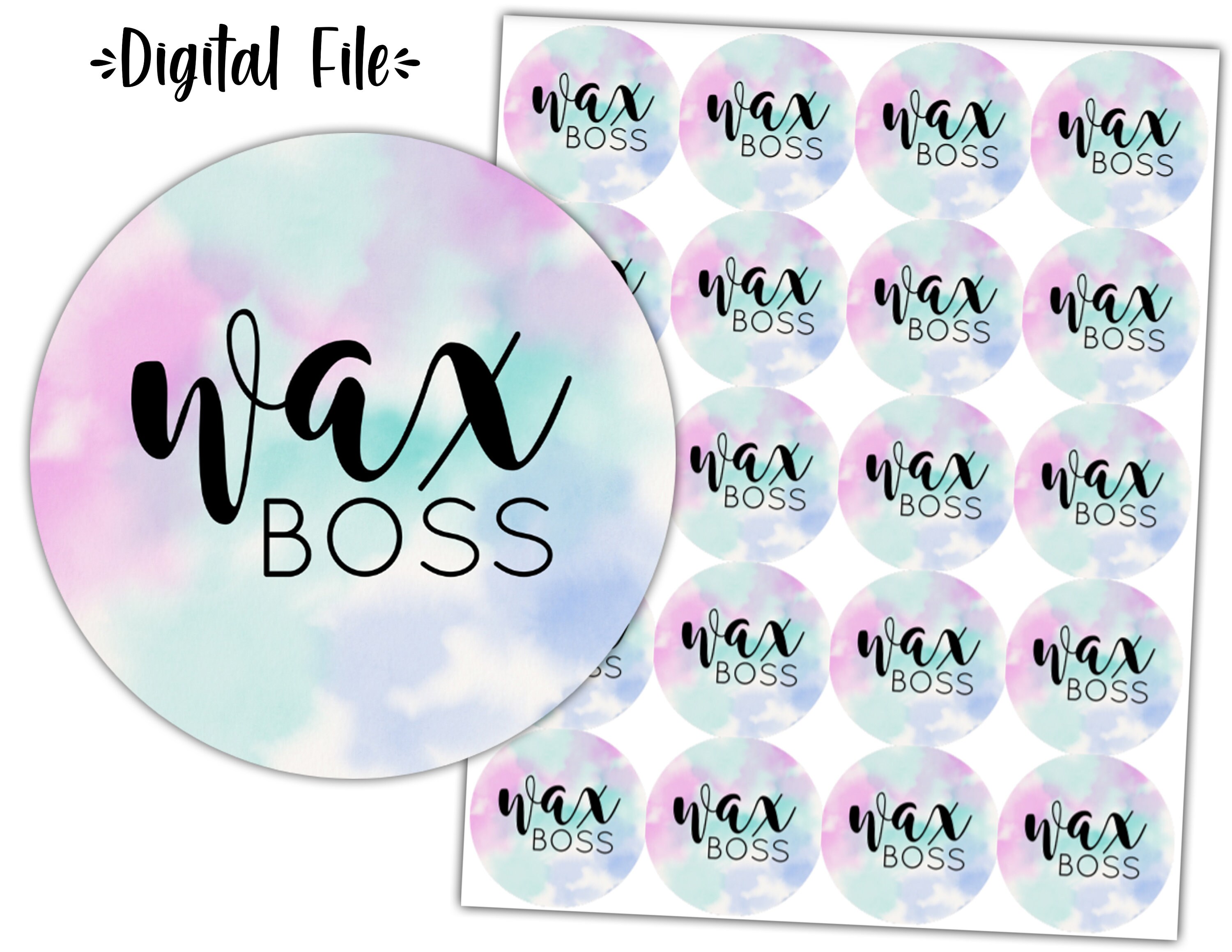 WAX BOSS Stickers 2 Circle Labels PDF Digital File Etsy