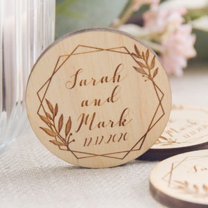 Personalized Boho Save The Date Magnet, Personalised Engraved Wedding Invitation, Floral Save the Date, Custom Wooden Save The Dates