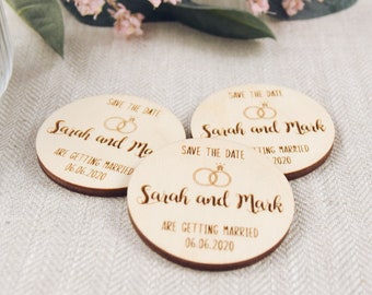 Save the date Wooden Magnets - Small Wedding favors - Save the date Wedding invitation - Wedding Magnets - Personalized Wedding Invitations