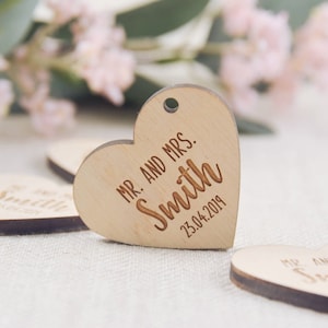 Tag di ringraziamento per matrimoni in legno, Etichette regalo per piccoli cuori in legno, Etichette regalo per doccia nuziale, Etichette regalo in legno personalizzate, Etichette regalo per feste