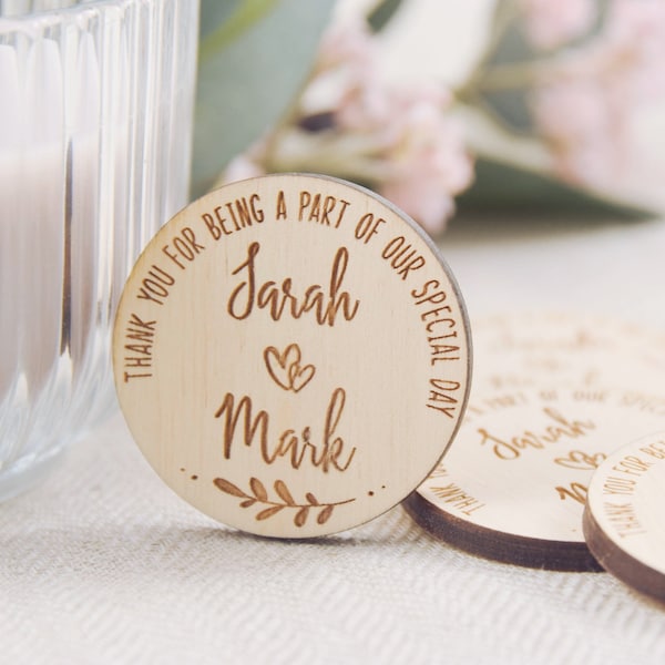 Wedding Favor Magnet, Personalized Wooden Wedding Magnets, Personalized Wedding Thank you Gifts, Favors For Guests, Rustic Wedding Favours