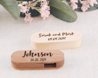 Personalisierte Holz Flash-Laufwerk, Hochzeit Foto USB-Stick, Hochzeitsgeschenk gefallen, personalisierte Hochzeit Gunsten, Hochzeit Foto USB-Speicher