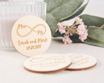 Personalized Wedding Wooden Magnets - Wooden Wedding Gifts for Guests - Personalized wedding Thank You Magnets - Personalized Wedding Favors