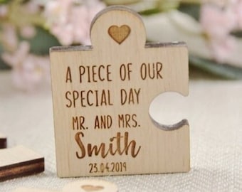 Puzzle Wedding Thank You Magnets, Save The Date Magnets, Personalised Wedding Gift Magnets For Guests, Thank You Favors, Free Shipping