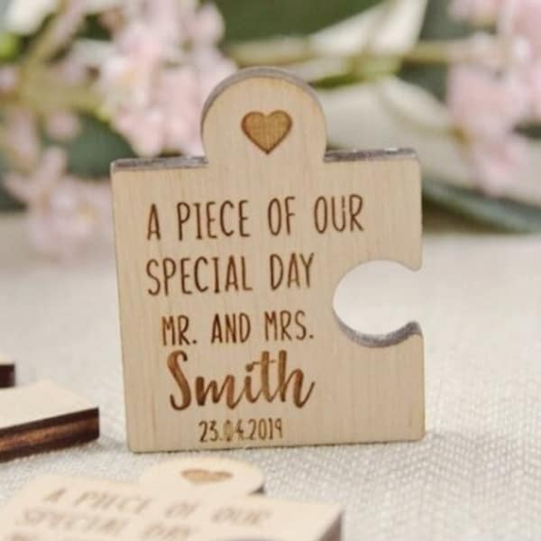 Puzzle Wedding Thank You Magnets, Save The Date Magnets, Personalised Wedding Gift Magnets For Guests, Thank You Favors, Free Shipping