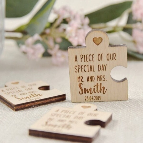 Puzzle Wedding Favor, Bulk wedding favors, Thank You Magnets, Save The Date Magnets Personalized Wedding Magnets For Guests Thank You Favors