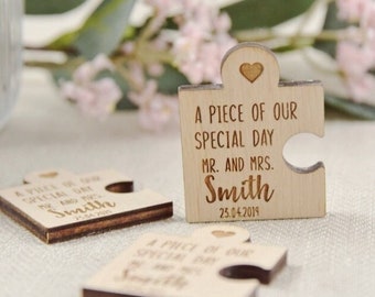 Puzzle Wedding Favor, Bulk wedding favors, Thank You Magnets, Save The Date Magnets Personalized Wedding Magnets For Guests Thank You Favors
