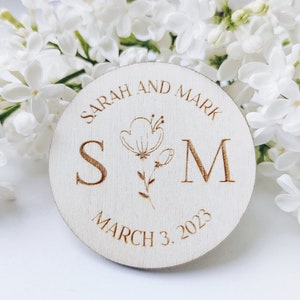 Favor De Boda De Madera, Imanes De Madera Personalizados, Regalos De Gracias, Favores Para Invitados, Regalos Rústicos De Boda, Favores De Imanes Para Invitados