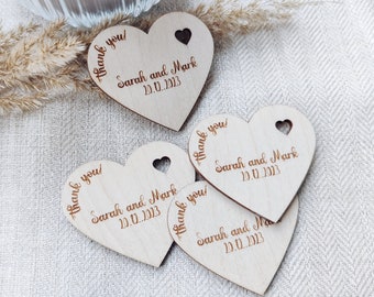 Heart Shaped Wedding Magnets, Personalized Wedding Favors For Guests, Wooden Thank You Favors, Personalized Wedding Favors for Guests