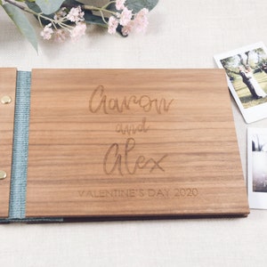 Wedding memory book for couple, Wood anniversary wedding album, Custom engravedwedding book, Alternative wedding guest book, Gift for couple