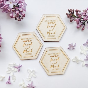 Magnet Favors for Guests, Wedding Thank You Favors for Guests, Personalized Wedding Favor, Free Shipping, Hexagon Floral Wedding Magnets