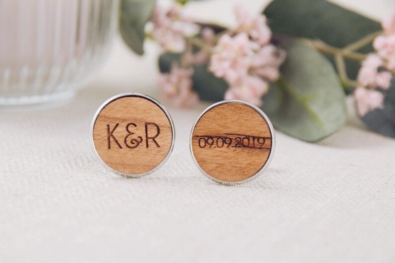 Personalised Wooden Cufflinks Wedding Accesories Men's Etsy