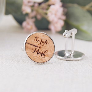 Custom Engraved Wedding Cufflinks - Wooden Cufflinks - Wedding Gift for Husband - Personalized Wedding Cuffs - Custom Cufflinks for Him