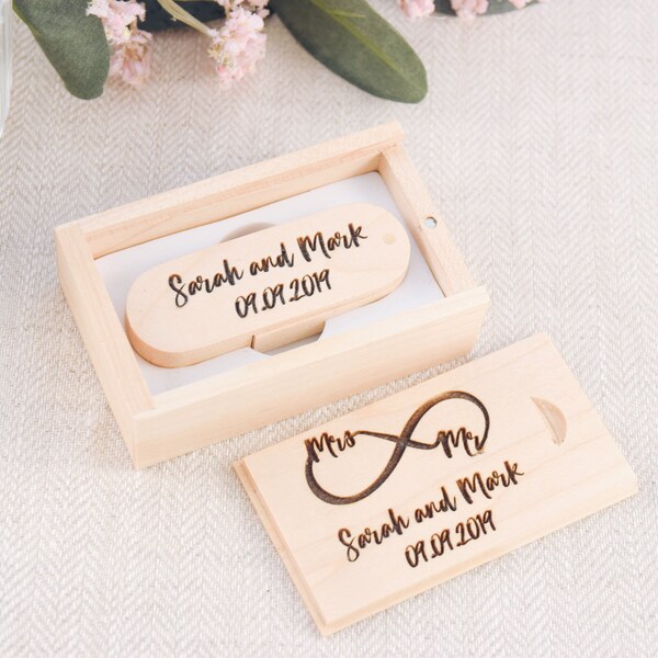 Gravierte Ahorn Holz Usb-Stick für Hochzeit Fotos, personalisierte USB-Speicher, USB-Flash mit Holzkiste, 32GB USB-Stick mit Gravur