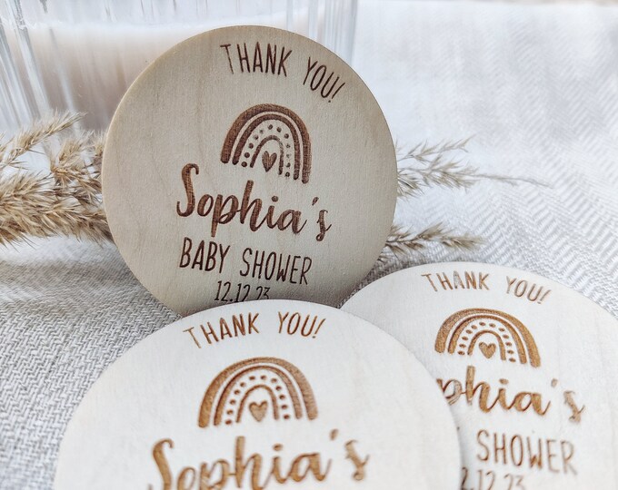 Wooden Baby Shower Magnet, Personalized Baby Shower Party Favors for ...