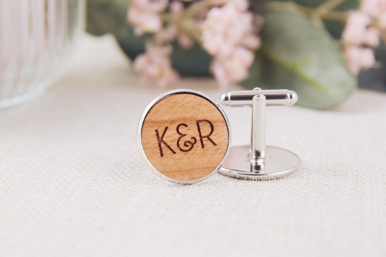 Personalised Wooden Cufflinks Wedding Accesories Men's Etsy