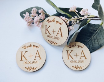 Personalized Wedding Thank You favor, Favors for Guests, Floral Magnets, Personalized Engraved Wedding Favor, Boho Style Wedding Favors