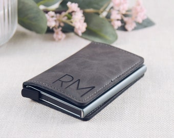 Leather Card Case, Personalized Business Card Case, Metal Credit Card Holder, Custom Gift, Coworker Gifts, Father Gift, Unique Gift for him