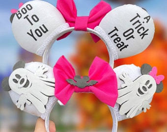 Pink Ghost Mouse Ears, Boo To You Mouse Ears, Halloween Party Mouse Ears, Fall Mouse Ears, Halloween Mouse Ears