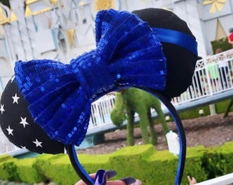 Blue line mouse ears, American Hero Mouse Ears, Mouse Ears, Police Ears,  Blue line Headband