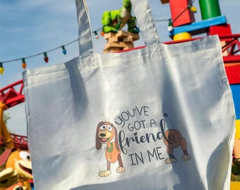 Slinky Dog Canvas Tote Bag, Cute Tote Bag