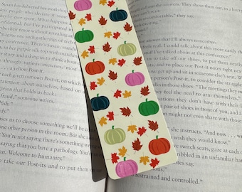 Fall Pumpkin Laminated  Bookmark, Double Sided Bookmark, Handmade bookmark, Laminated Bookmark, cute bookmark, holiday boomark