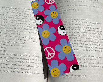 Smiley Flower Bookmark, Double Sided Bookmark, Handmade bookmark, Bookmark, cute bookmark, Retro Bookmark