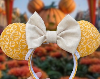 Fall Pumpkin Patch Mouse Ears, Fall Headband, Pumpkin Mouse Ears, Pumpkin Headband, Halloween Mouse Ears