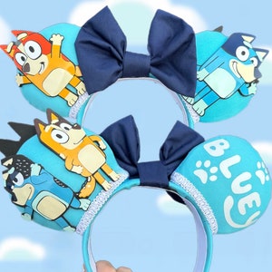 Blue Dog and Family Mouse Ears, Bluey Mouse Ears, Bluey Headband, kids and adults headband, Heeler Dog Family Mouse Ears