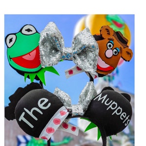 Muppet Mouse Ears, Kermit mouse ears, Rainbow Connection Ears, Green Frog and Bear Ears