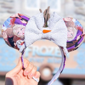 Frozen Mouse Ears, Frozen Headband, Snowman Bow, Princess Mouse Ears, Elsa Mouse Ears, Olaf Mouse Ears