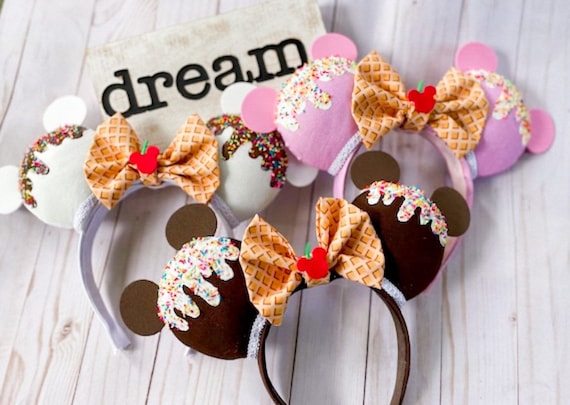 Ice cream Mouse Ears, ice cream headband, Ice Cream Bar Ears, Custom Headband, Custom Ears, Ice cream sundae accessories , summer ice cream
