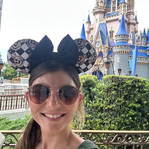 Mickey Checkered Pumpkin Mouse Ears, Halloween Mouse Ears, Fall Mouse Ears image 3