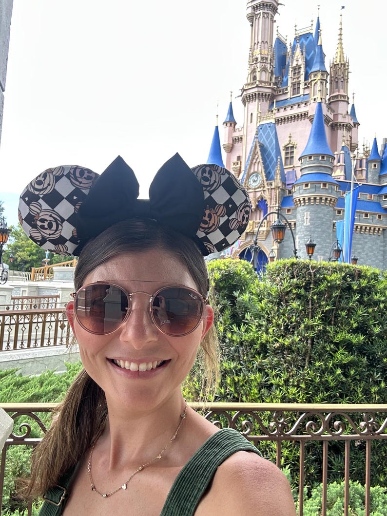 Mickey Checkered Pumpkin Mouse Ears, Halloween Mouse Ears, Fall Mouse Ears image 3