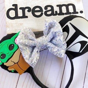 Galaxy Mouse ears, This is the way, Green Baby Mouse Ears, this is the way headbands