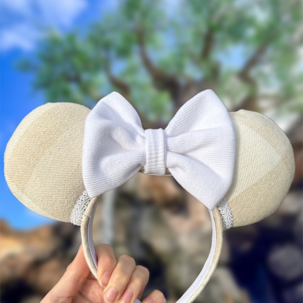 100 Acre Wood Neutral Cozy Mouse Ears, Neutral Color Headband, Neutral Flannel Mouse Ears,Neutral Cream Colored Minnie Ears