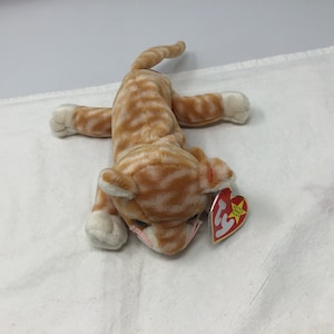 Ty Beenie Baby 1999 Amber Orange Tabby Cat Rare With Errors. (B3)