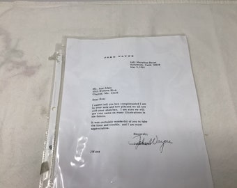 John Wayne Signed Letter (F2)