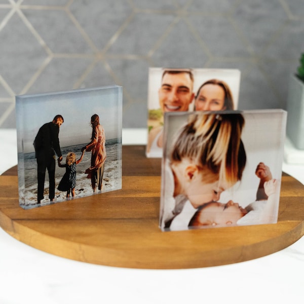 Benutzerdefinierter Fotoblock Personalisierte Glaseffekt Acryl Ihr eigenes Bild-Block-Fotogeschenk, Geburtstagsgeschenk, Jubiläumsfoto, Hochzeitsgeschenk